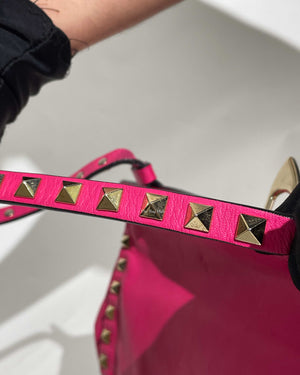 Valentino Hot Pink Leather Rockstud Small Trapeze Bag-29