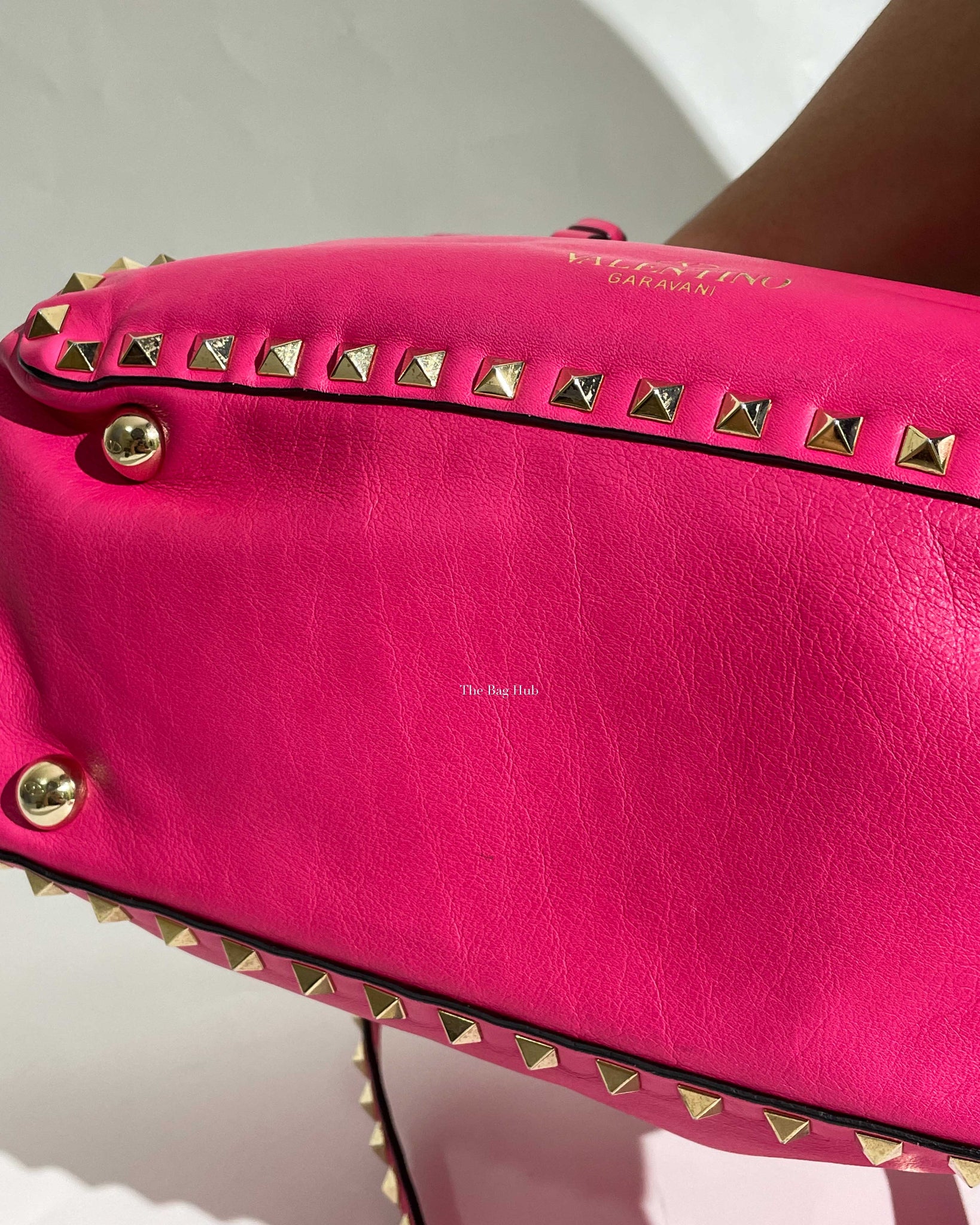 Valentino Hot Pink Leather Rockstud Small Trapeze Bag-31
