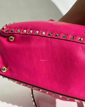 Valentino Hot Pink Leather Rockstud Small Trapeze Bag-31