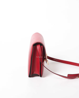 Celine Red Calfskin Leather Classic Medium Box Bag