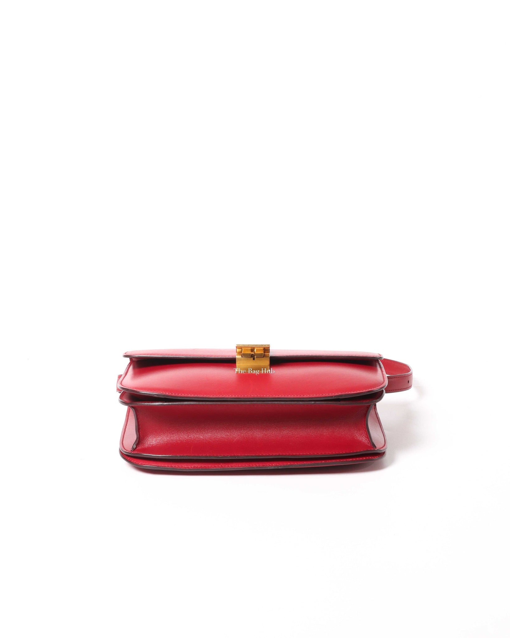 Celine Red Calfskin Leather Classic Medium Box Bag