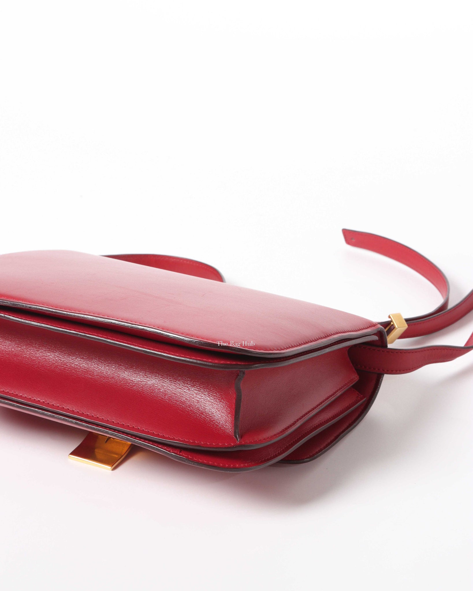 Celine Red Calfskin Leather Classic Medium Box Bag
