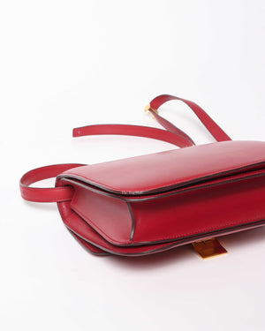 Celine Red Calfskin Leather Classic Medium Box Bag