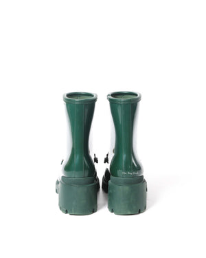Gucci Green Accent Rubber Horsebit Rain Boots Size 37