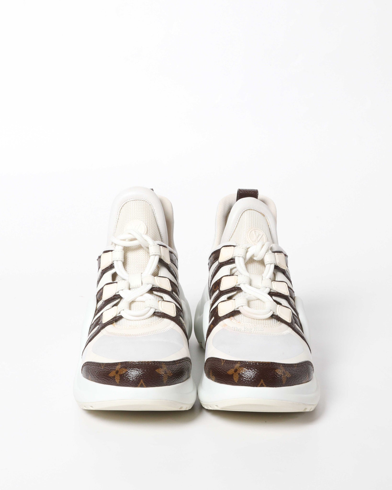 Louis Vuitton White/Grey Leather 1854 Monogram Canvas Archlight Sneaker Size 11.5/42