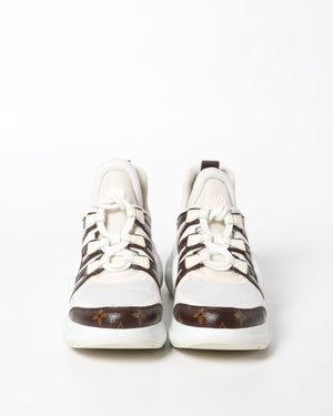 Louis Vuitton White/Monogram Canvas Archlight Lace Up Sneakers Size 42