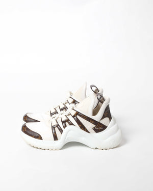 Louis Vuitton White/Monogram Canvas Archlight Lace Up Sneakers Size 42