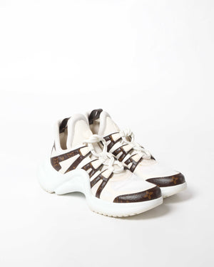 Louis Vuitton White/Monogram Canvas Archlight Lace Up Sneakers Size 42