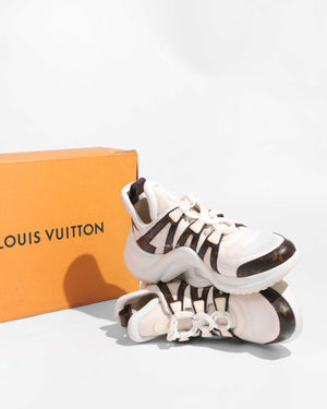 Louis Vuitton White/Monogram Canvas Archlight Lace Up Sneakers Size 42