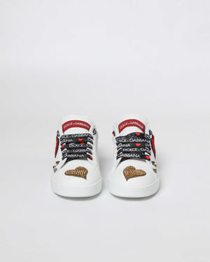 Dolce & Gabbana White Portofino Patch Trainers Sneakers Size 38.5