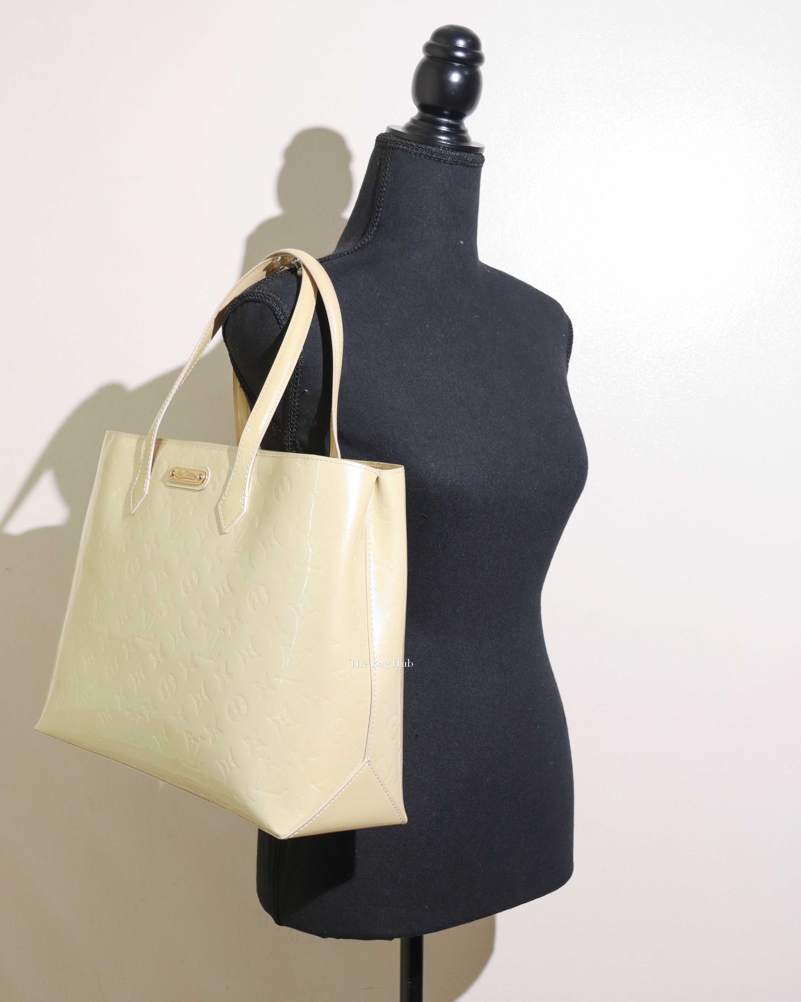 Louis Vuitton White Monogram Vernis Leather Wilshire MM Tote Bag-12