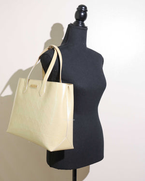 Louis Vuitton White Monogram Vernis Leather Wilshire MM Tote Bag-12