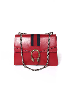 Gucci Red Web Dionysus Shoulder Flap Bag with Two-Toned Hardware-2