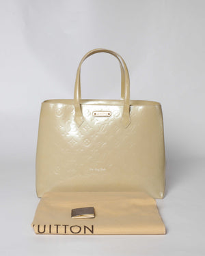 Louis Vuitton White Monogram Vernis Leather Wilshire MM Tote Bag-13