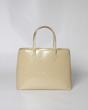 Louis Vuitton White Monogram Vernis Leather Wilshire MM Tote Bag-3