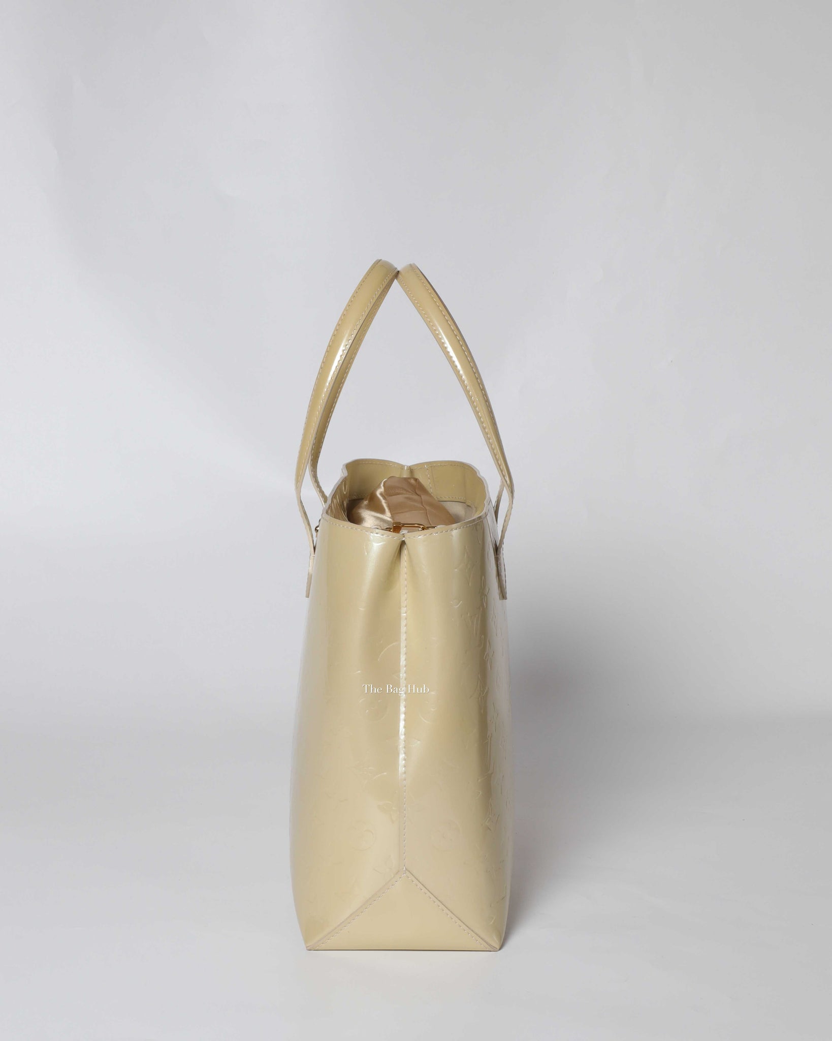 Louis Vuitton White Monogram Vernis Leather Wilshire MM Tote Bag-4