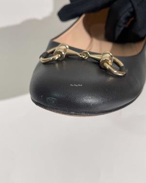 Gucci Black Calfskin Horsebit Ballet Flats Size 36.5
