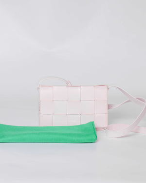 Bottega Veneta Light Pink Intrecciato Leather Medium Cassette Shoulder Bag