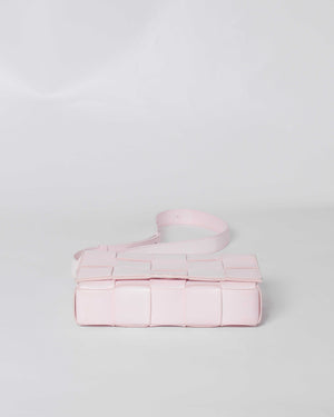 Bottega Veneta Light Pink Intrecciato Leather Medium Cassette Shoulder Bag
