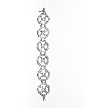 Circular Diamond Bracelet in 18K White Gold HK Setting