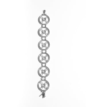 Circular Diamond Bracelet in 18K White Gold HK Setting