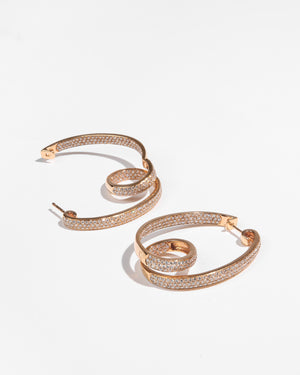 Loop Rose Gold and Diamond Hoop Earrings 18K HK Setting 3.3cm Diameter