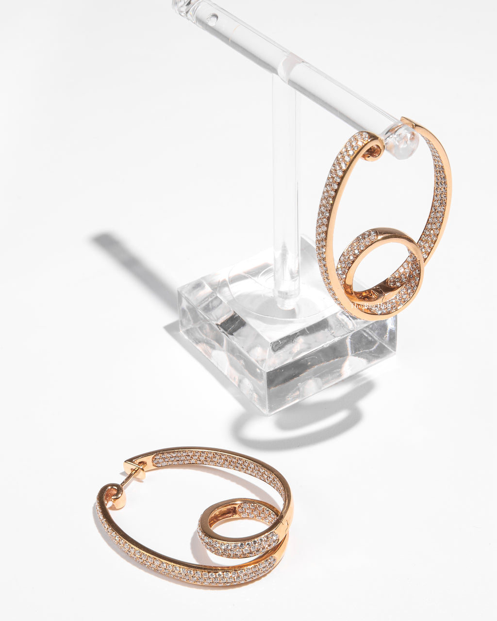 Loop Rose Gold and Diamond Hoop Earrings 18K HK Setting 3.3cm Diameter