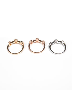 Tricolor Gold and Diamond Stackable Rings 18K HK Setting