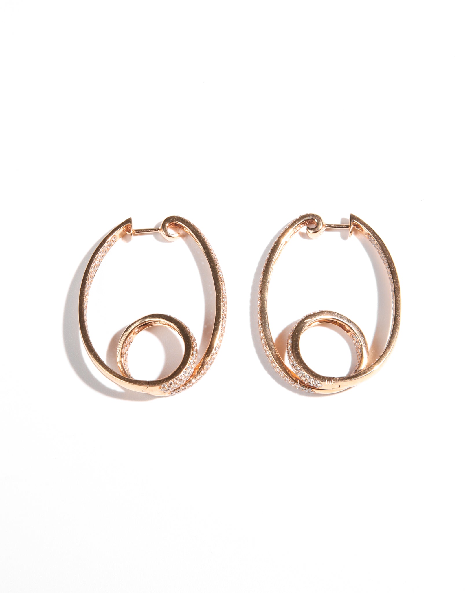 Loop Rose Gold and Diamond Hoop Earrings 18K HK Setting 3.3cm Diameter