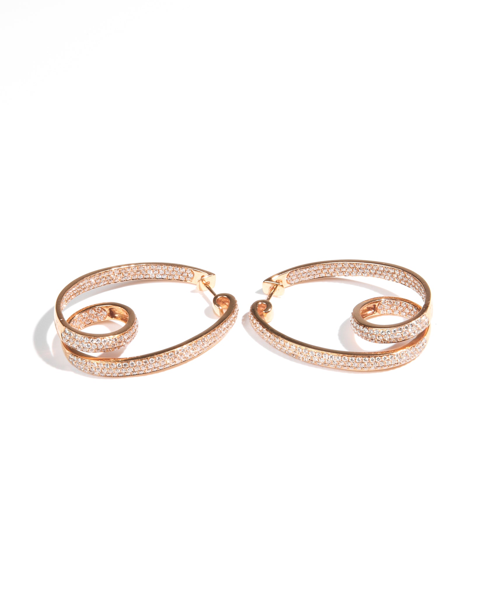 Loop Rose Gold and Diamond Hoop Earrings 18K HK Setting 3.3cm Diameter