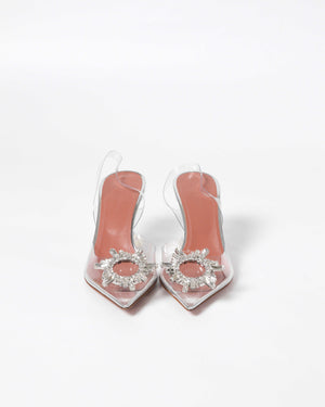 Amina Muaddi Transparent PVC Belgum Glass 70mm Slingback Size 37-3