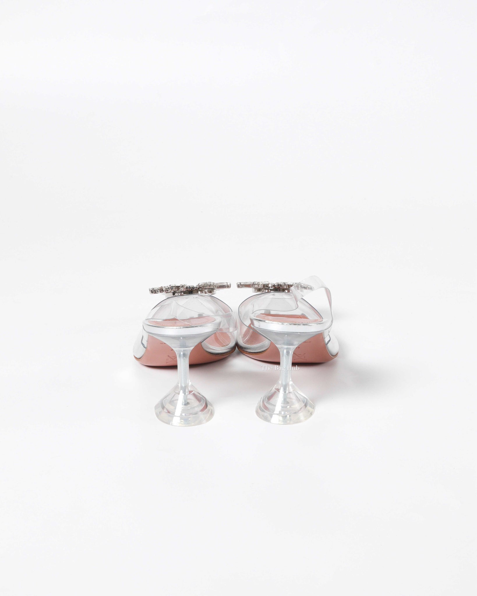 Amina Muaddi Transparent PVC Belgum Glass 70mm Slingback Size 37-7
