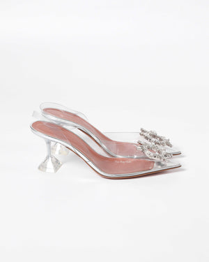 Amina Muaddi Transparent PVC Belgum Glass 70mm Slingback Size 37-5
