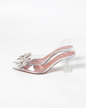 Amina Muaddi Transparent PVC Belgum Glass 70mm Slingback Size 37-6