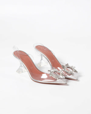 Amina Muaddi Transparent PVC Belgum Glass 70mm Slingback Size 37-2