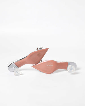 Amina Muaddi Transparent PVC Belgum Glass 70mm Slingback Size 37-8