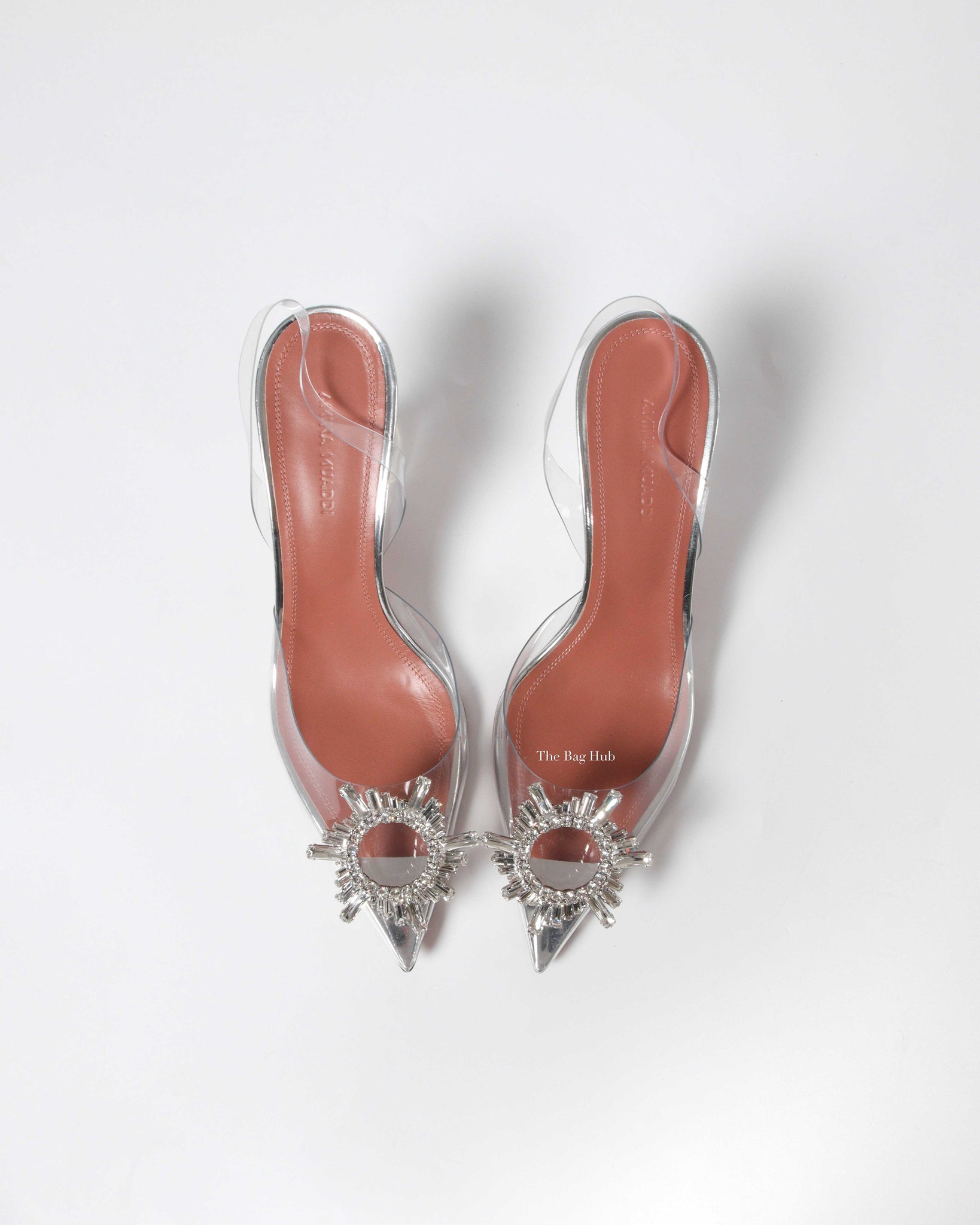 Amina Muaddi Transparent PVC Belgum Glass 70mm Slingback Size 37-4