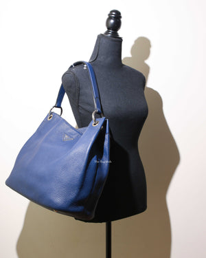 Prada Blue Rolled Vitello Daino Hobo Bag-12