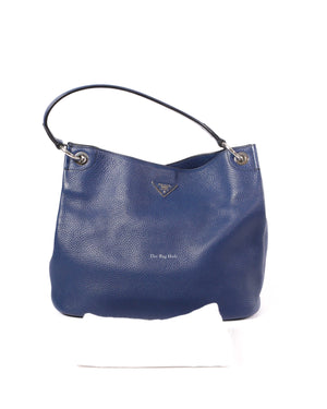 Prada Blue Rolled Vitello Daino Hobo Bag-13