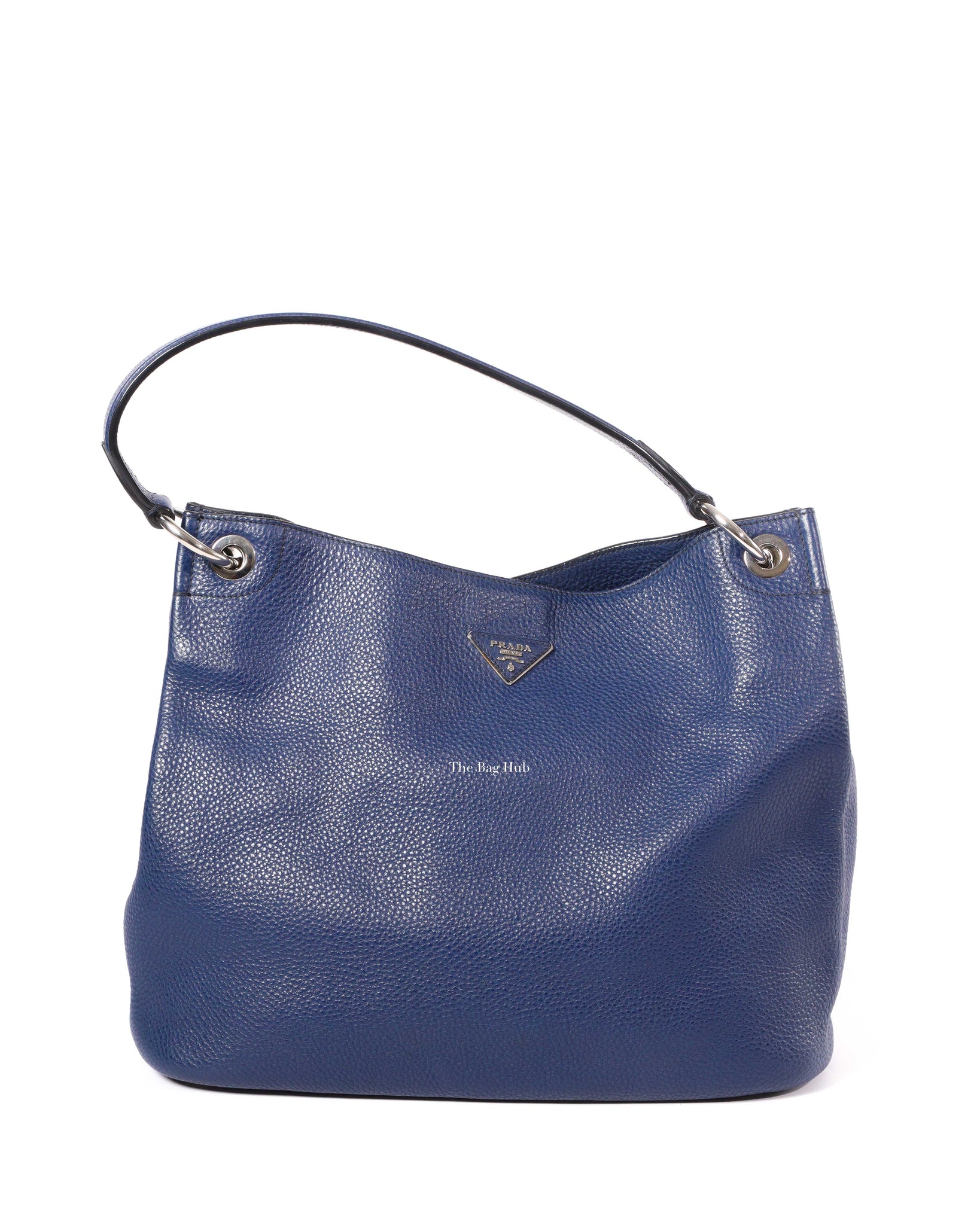 Prada Blue Rolled Vitello Daino Hobo Bag-2