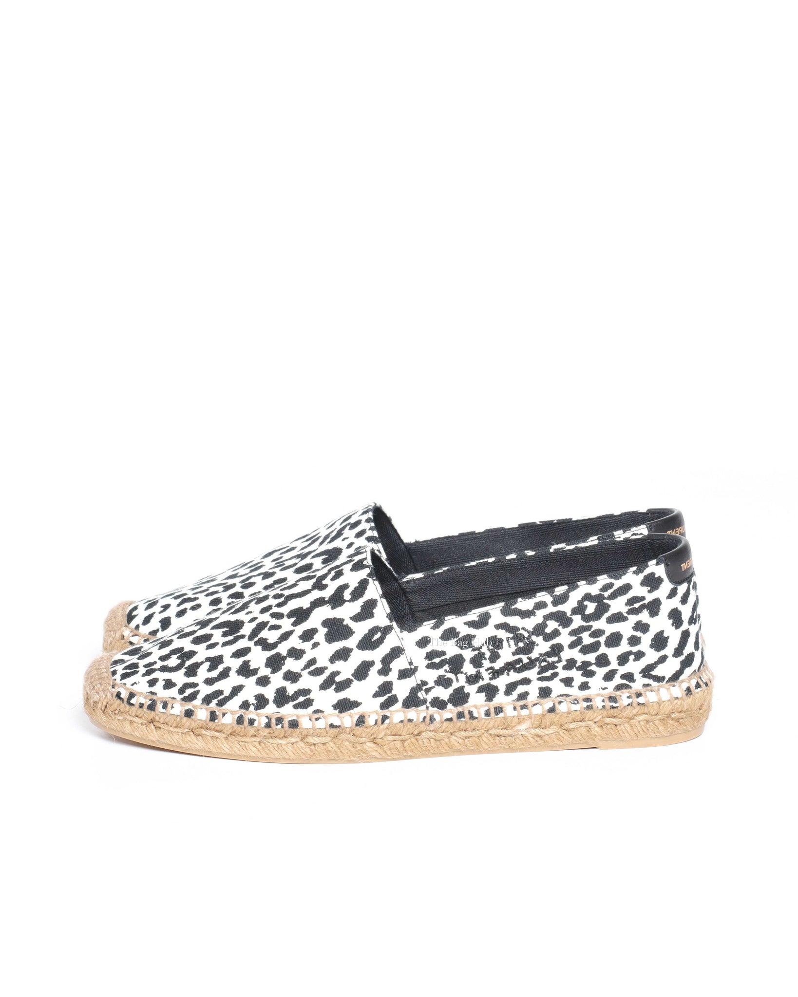 Saint Laurent White and Black Leopard Canvas Espadrilles Size 40