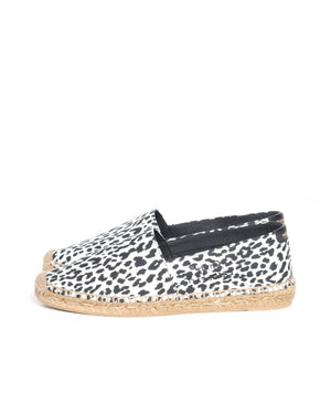 Saint Laurent White and Black Leopard Canvas Espadrilles Size 40