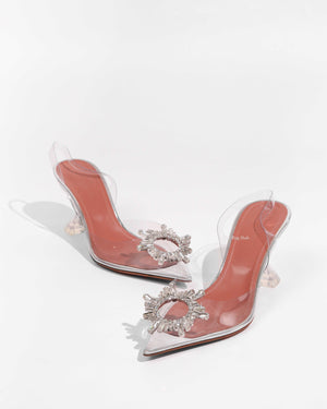 Amina Muaddi Transparent PVC Belgum Glass 70mm Slingback Size 37-1