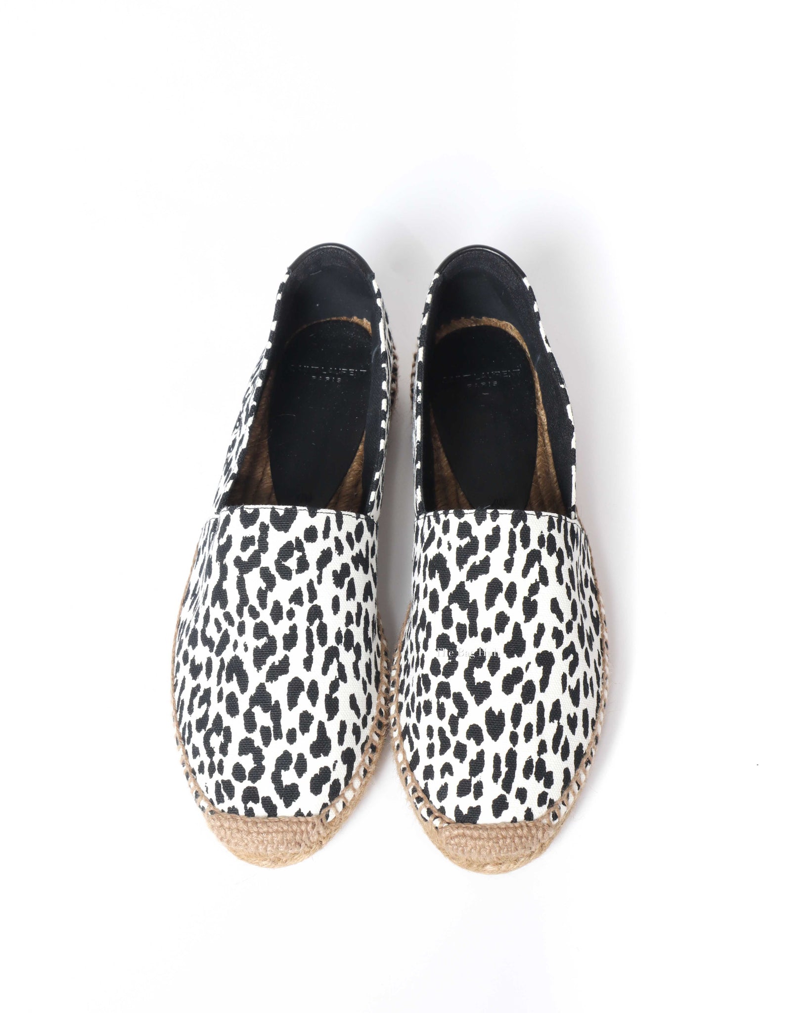Saint Laurent White and Black Leopard Canvas Espadrilles Size 40