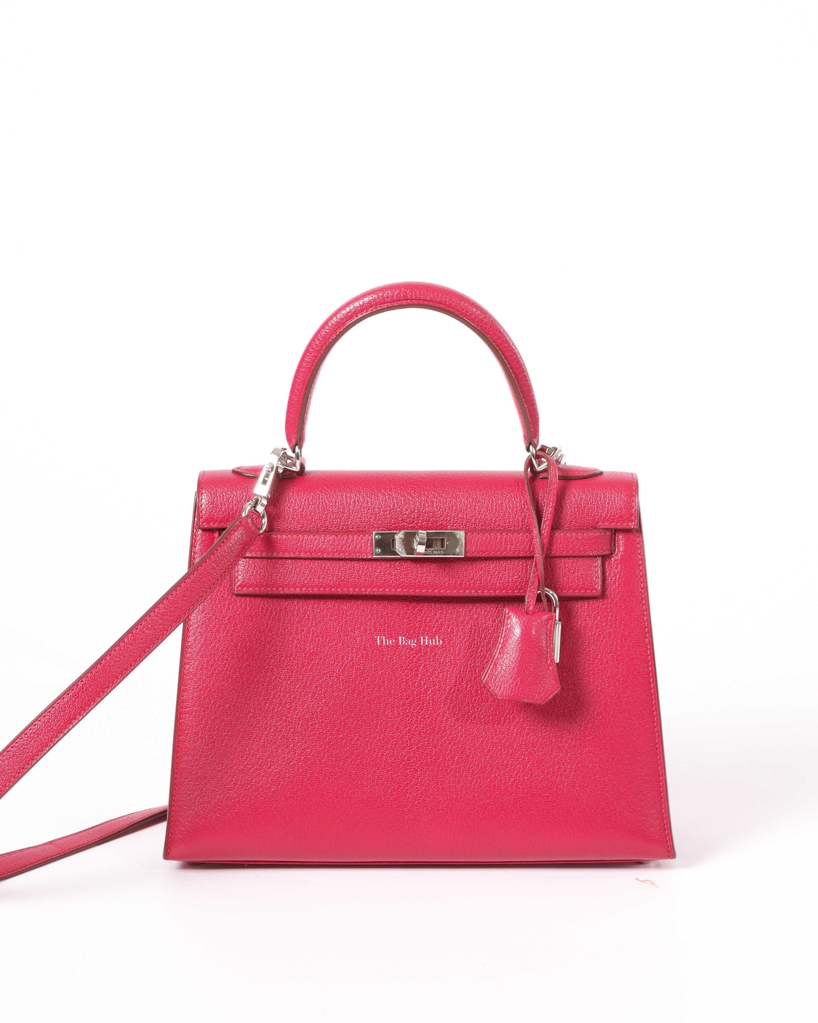 Hermes Framboise Chevre De Corromadel Kelly 25 Bag PHW