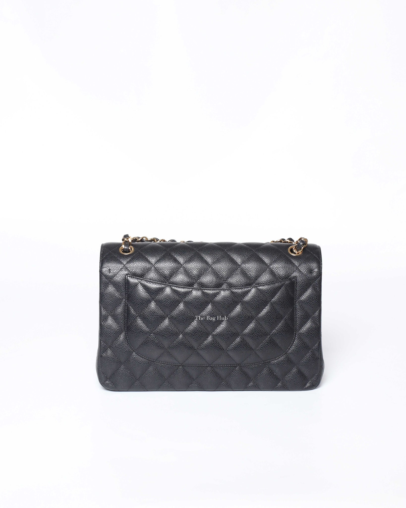 Chanel Black Quilted Caviar Leather Jumbo Classic Double Flap Bag, Designer Brand, Authentic Chanel