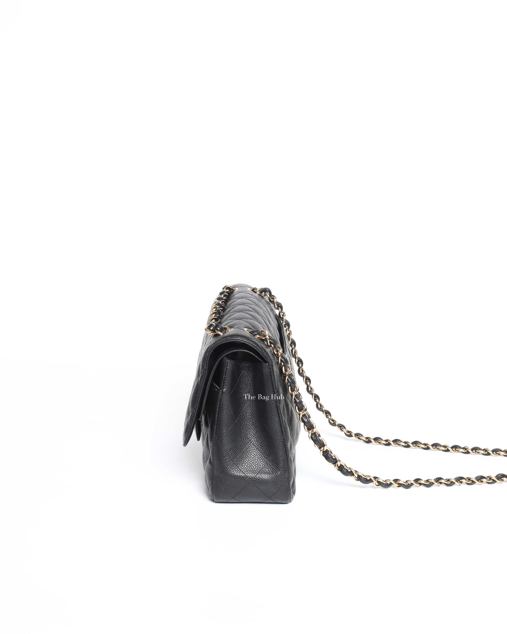 Chanel Black Quilted Caviar Leather Jumbo Classic Double Flap Bag