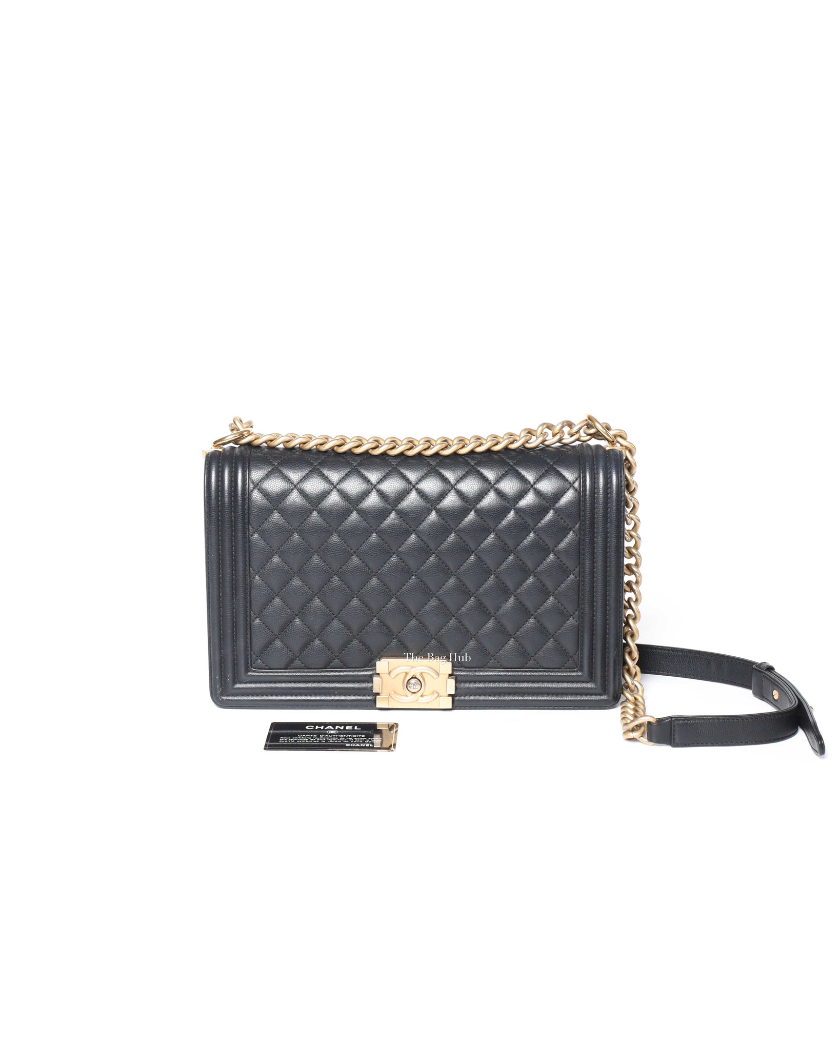 Chanel Black Caviar Quilted Large Le Boy Bag GHW