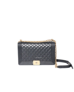 Chanel Black Caviar Quilted Large Le Boy Bag GHW