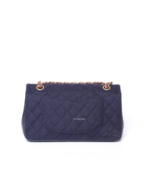 Chanel Navy Blue Wool Paris-Hamburg Charms Classic Double Flap Bag GHW